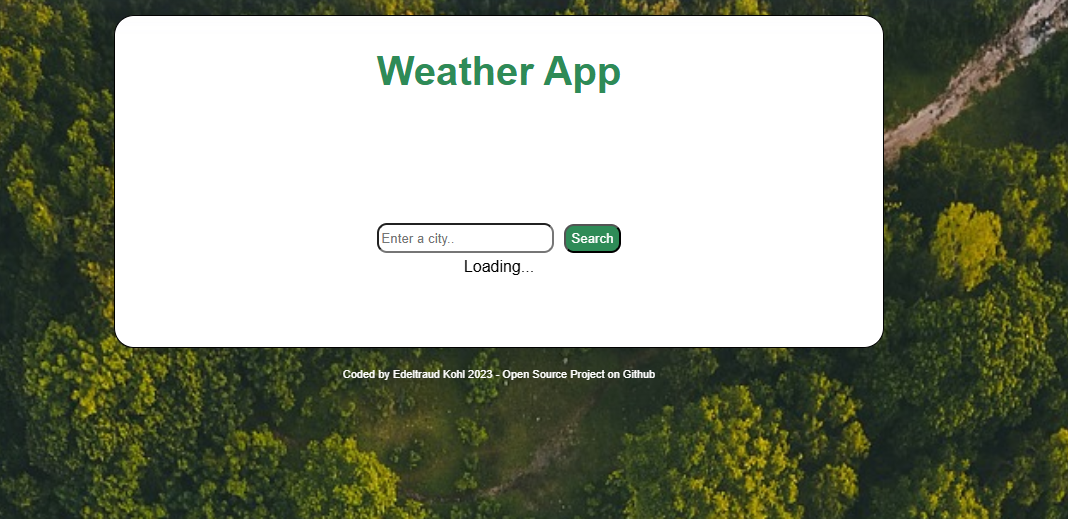 screenshot of weather application 